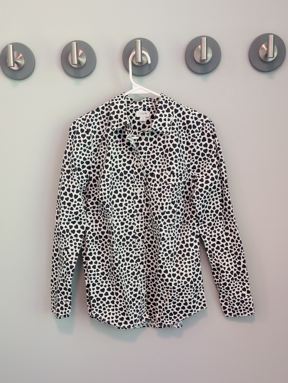 J. Crew Navy Heart Print Shirt